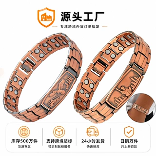 跨境爆款双排磁石手链龟背老鹰弯牌手链时尚朋克风雄鹰展翅项链男