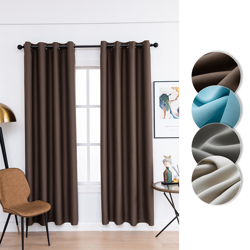 Transfronterizo acabado cortina de estilo europeo sala de estar dormitorio color sólido sombreado cortina de piso fábrica directa una entrega al por mayor
