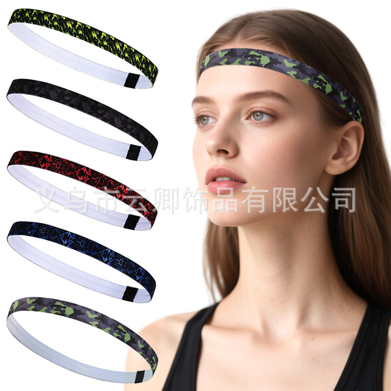 Cross-Border Sports Thin Hairband Yoga Fitness Headband Sweat-Absorbent Elastic Band Silicone Non-Slip Breathable Hairband