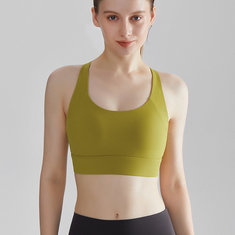 [personalizada] nueva ropa interior deportiva de alta resistencia mujer taza fija I-shape belleza cinturón de hombro chaleco de yoga