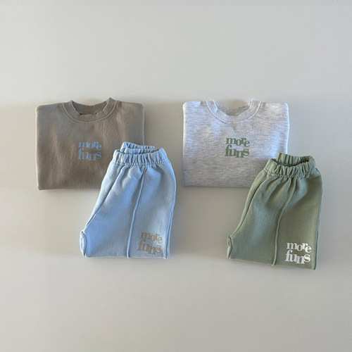 Children's Hoodie - Korean New Spring Clothing for Boys and Girls, Small and Medium Babies, Footed Pants, Solid Color Casual Sweatshirt Top