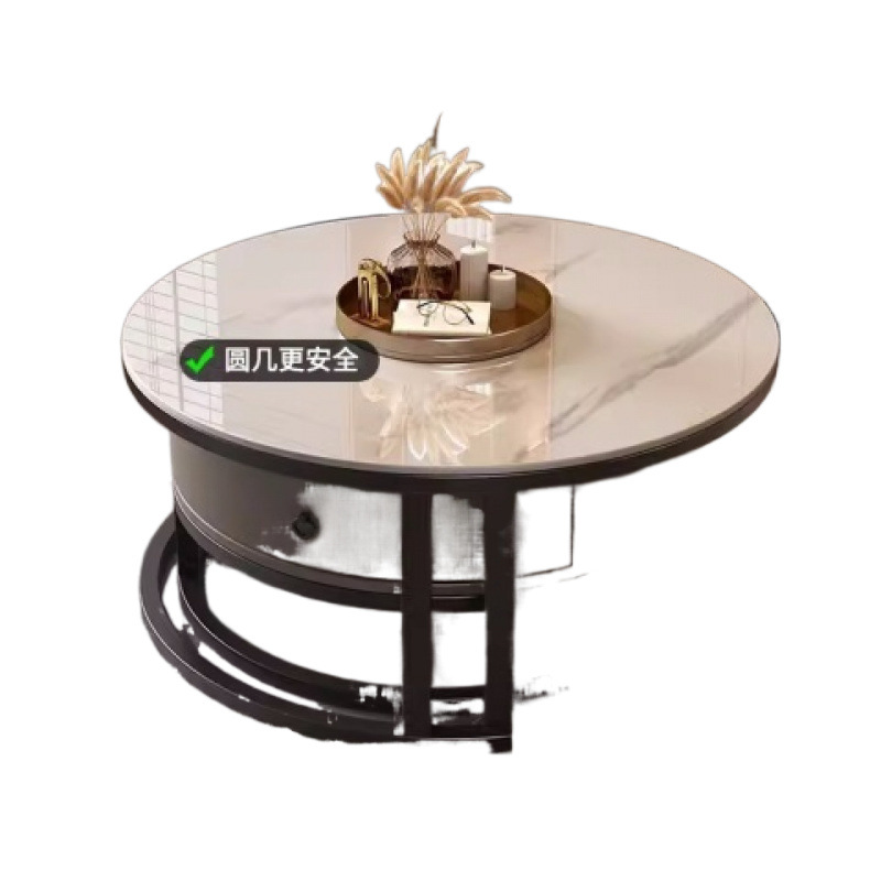 Mesa de centro redonda de pizarra de roca, sala de estar, hogar 2024, nuevo apartamento pequeño, minimalista, ligero, lujo, sensación de alta gama