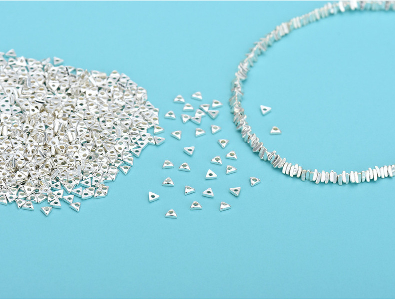 DIY Jewelry Accessories Classification 1G Per Pack 2.5*2.5mm 2.8*2.8mm 2*2mm 925 Sterling Silver Triangle Polished Beads Spacer Bars Jewelry Accessories