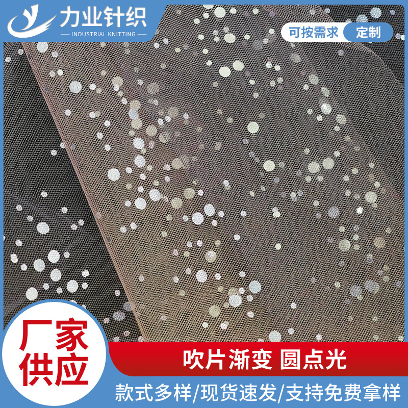 多色加密透明亮片布 网布5mm横条珠片布演出礼服服装桌布装饰面料