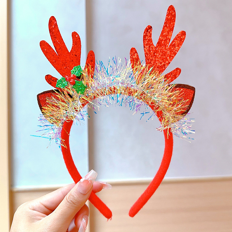 女性用クリスマスヘッドバンド、クリスマスアントラーヘアピン、ヘッドバンド、ホリデーデコレーションギフト、大きなリボンヘッドバンド、ヘアアクセサリー、ヘッドバンド|undefined