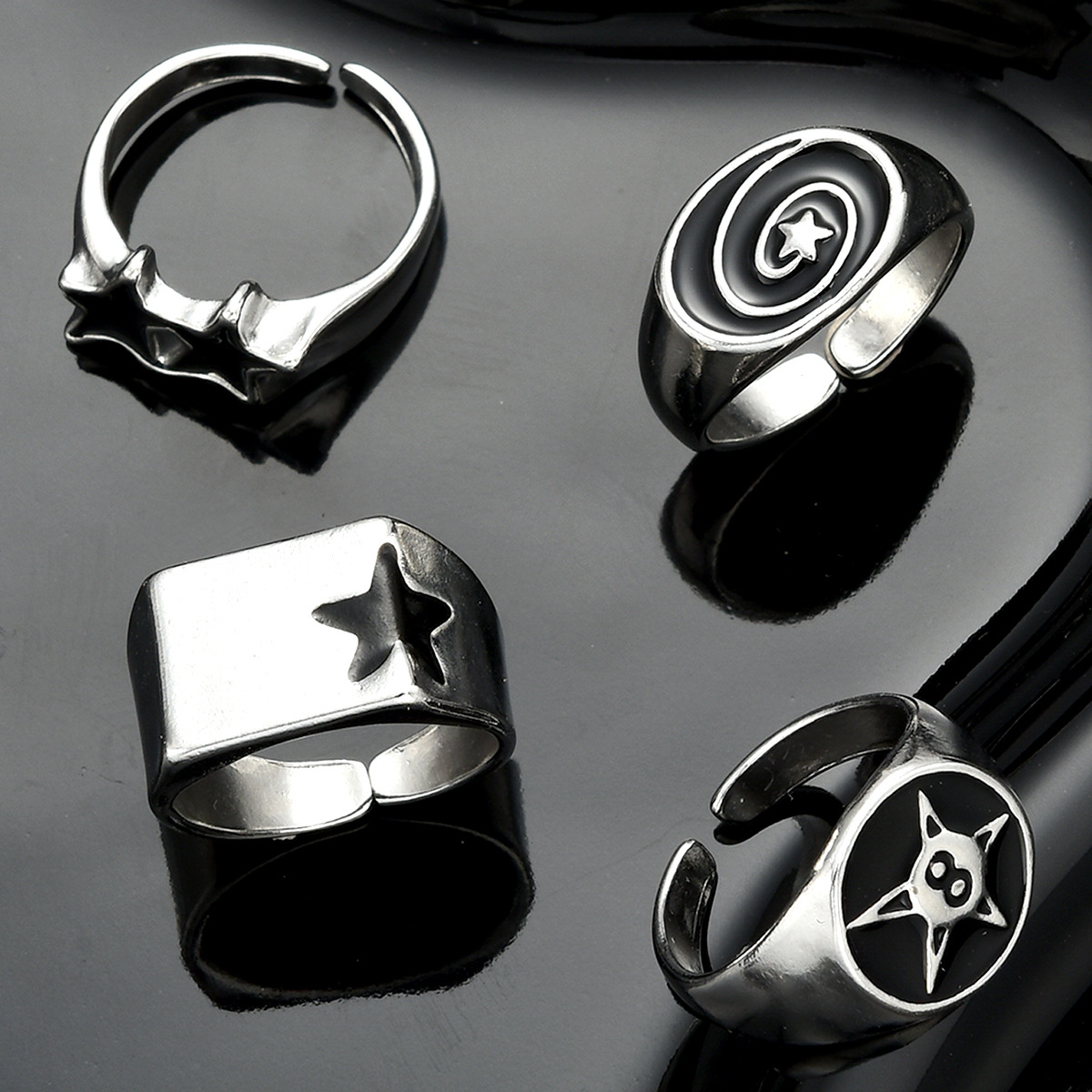 Herren Ring Set Mit Stern Motiv Im Angesagten Hip Hop Design_voghion.com
