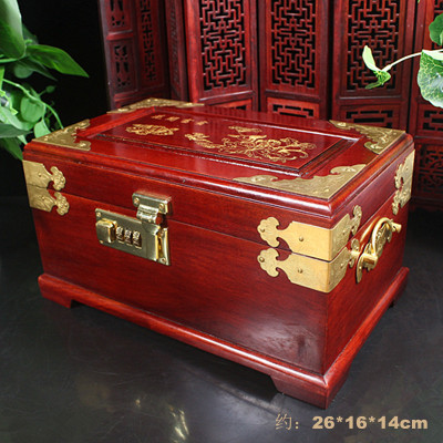 工藝品實木雕刻收納密碼首飾盒首飾箱飾品盒結婚禮品金銀珠寶收藏