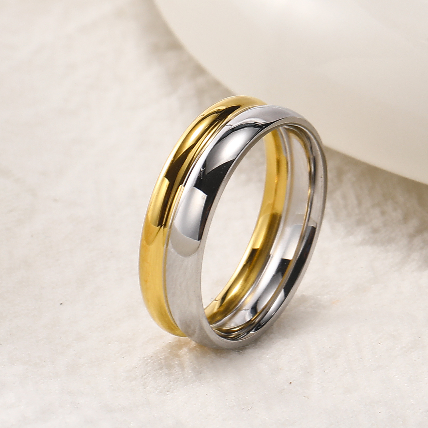 Women's Gender Titanium Steel Simple Style Color Block Plating Rings