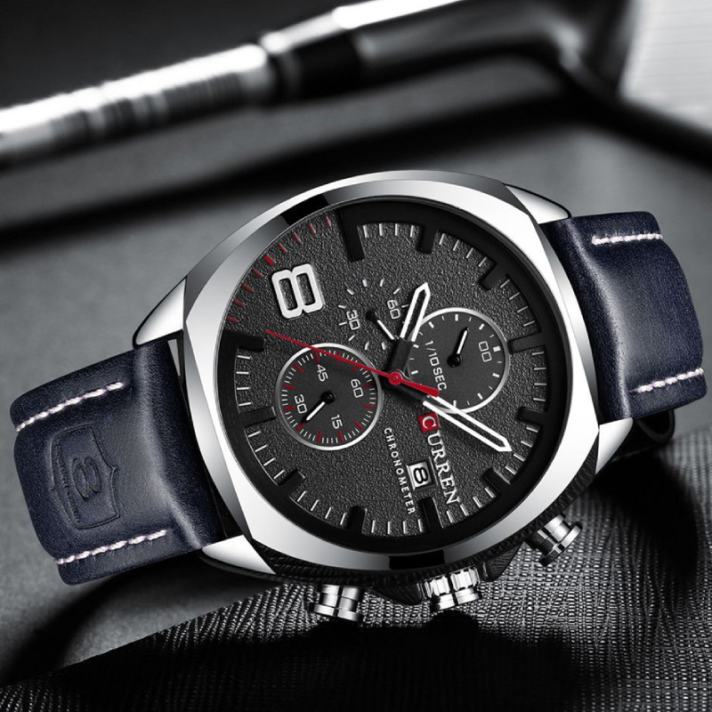 Curren/�����8324��ʿ�ֱ�Ƥ����˶�ʯӢ������������ˮ��ʱ��