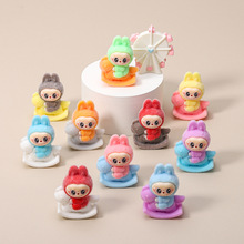 植绒摇摇车小兔子 diy萌粒树脂批发饰品盲袋桌面摆件配件手机挂件