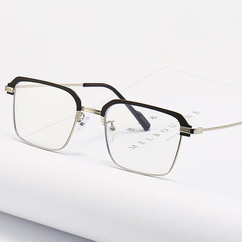 Anti-blue light glasses, black-frame men's style—cool and edgy eyewear with flat lenses, perfect for guys who play the field—online options available for prescription frames.