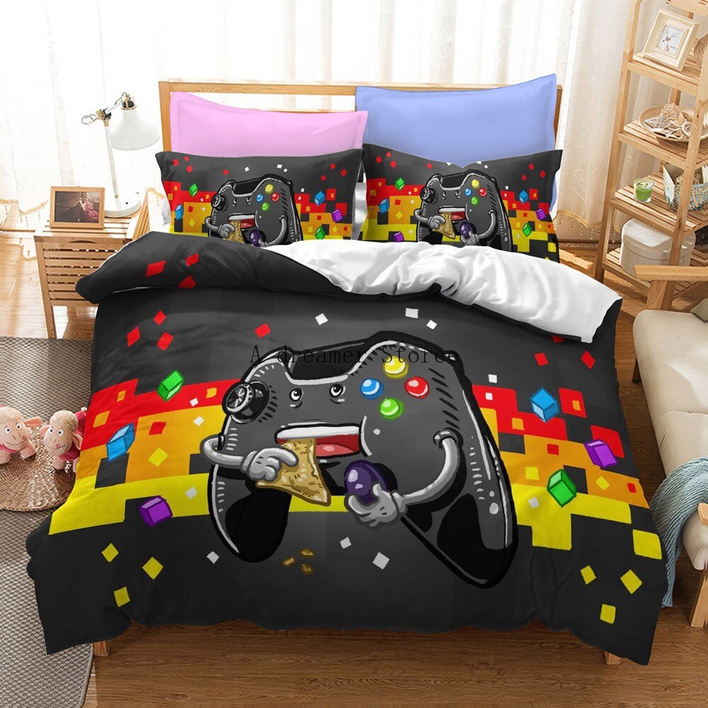 Digital 3D three-piece set new 3D game handle pattern printing bedding foreign trade Home Textile cross-border wholesale