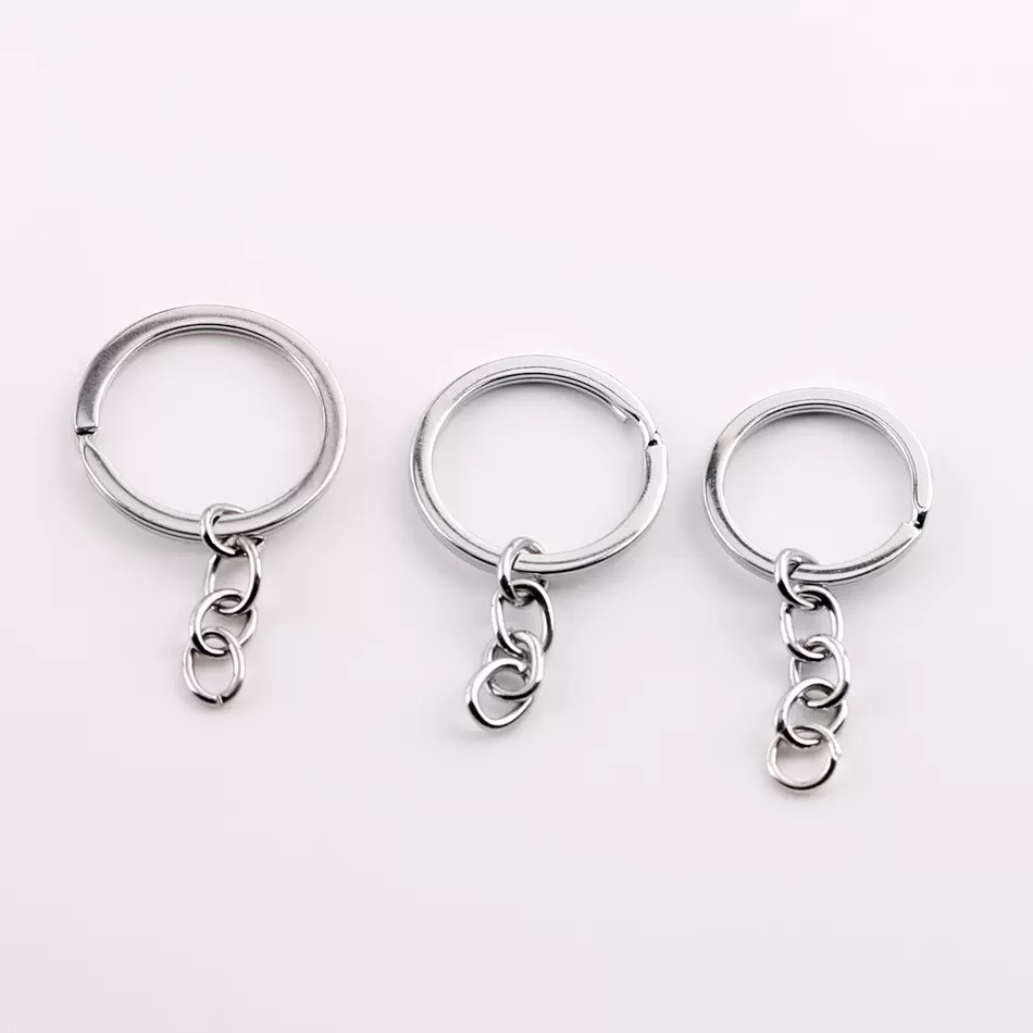 钥匙圈环扁平光圈带链条diy饰品配件材料钥匙扣挂件加链条金属圈