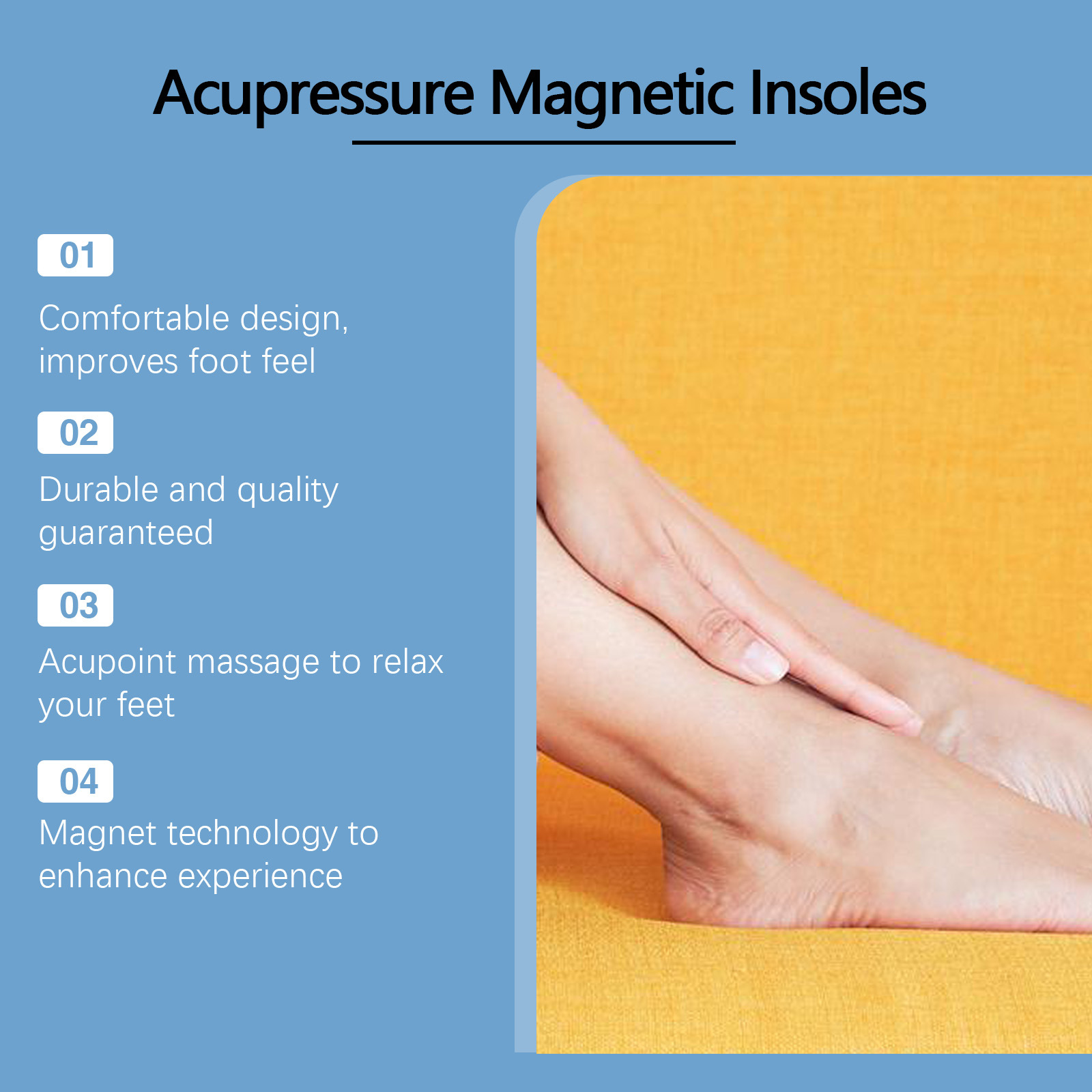 Fußakupressur-Einlegesohle, Fußpolster, langlebige, atmungsaktive Fußpflege-Massage-Einlegesohle_voghion.com