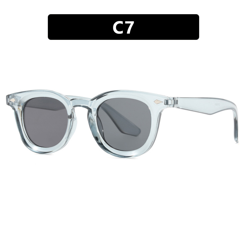Redondo clavos de arroz pequeño marco de moda europea y americana callejera gafas de sol retrógrado personalidad gafas de sol cóncavas