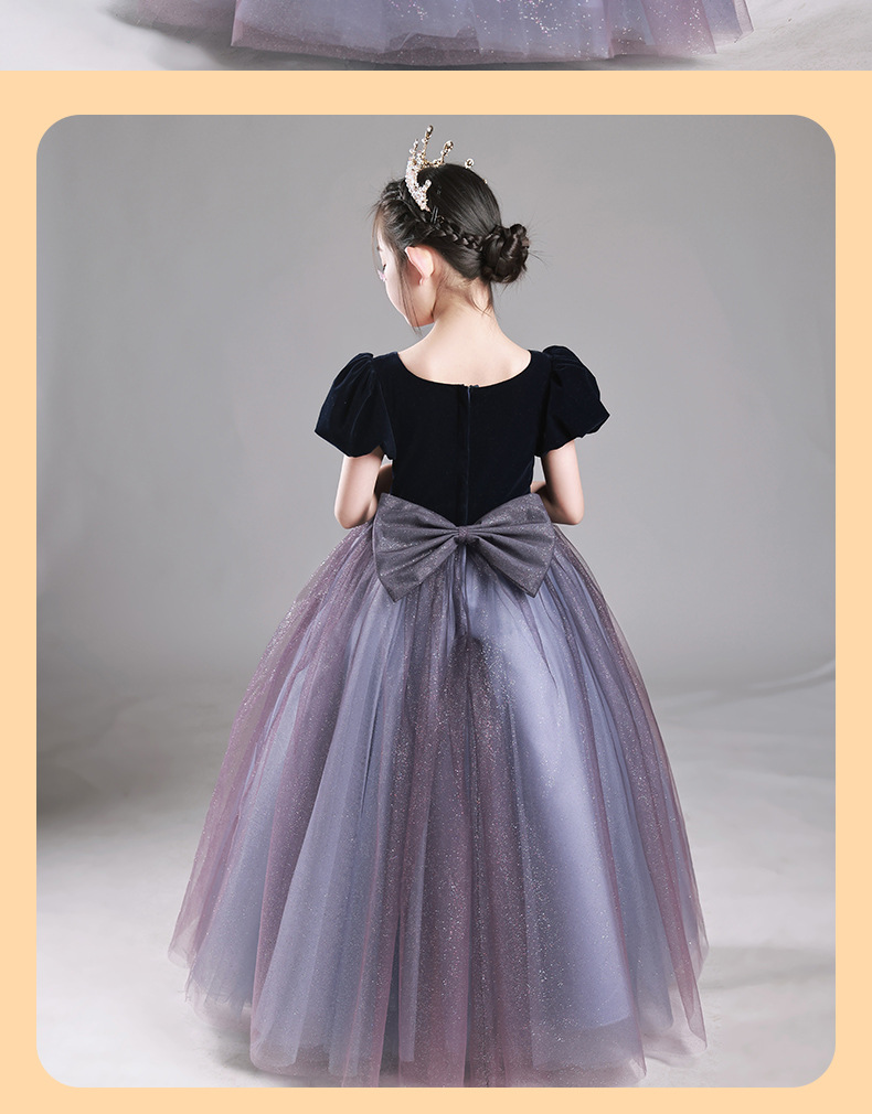 Sammet prinsessklänning för flickor elegant festklänning_voghion.com