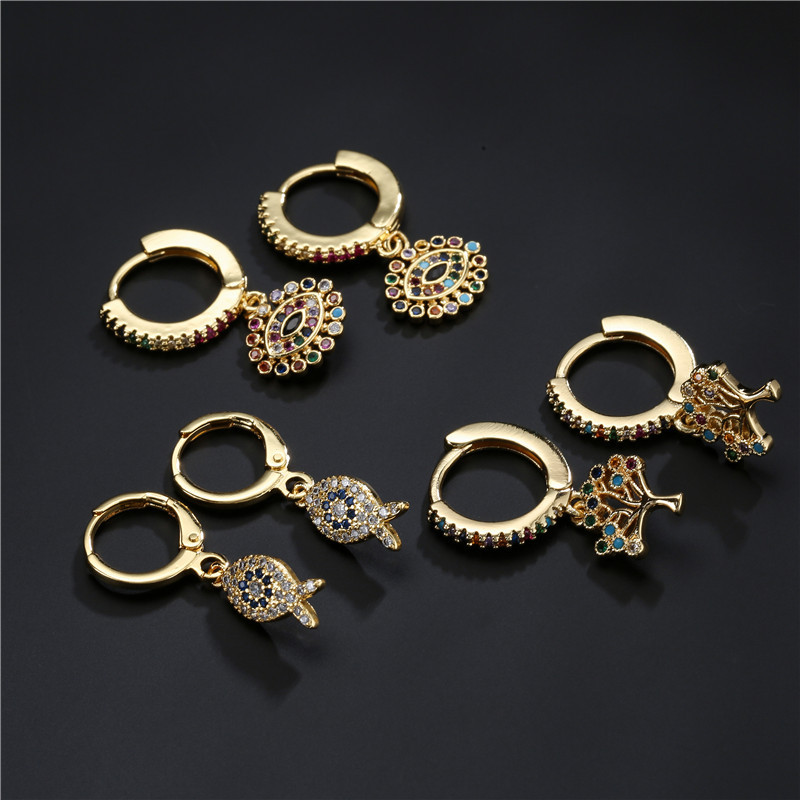 Fashion Simple New Style Fish Bone Rainbow Color Zircon Micro-inlaid Earrings display picture 8