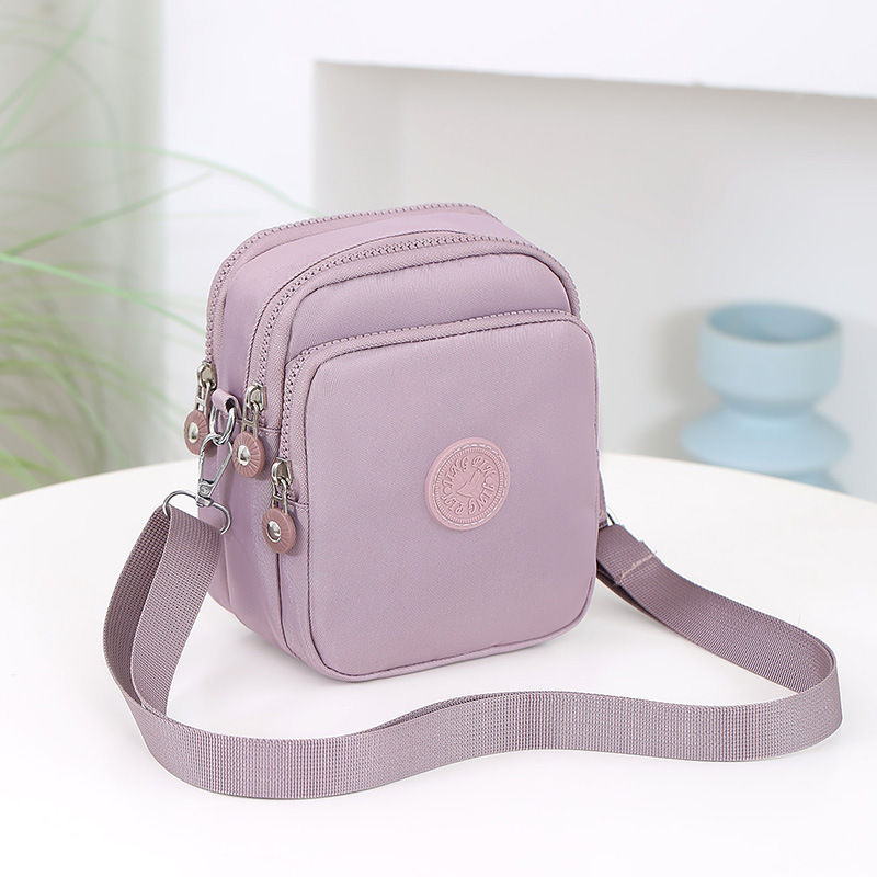 Three-Layer Mobile Phone Bag for Women, Cross-Body Mini Bag, 2026 New Style, Versatile Summer Oxford Canvas Walking Coin Purse