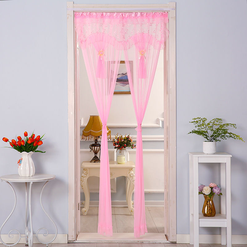 Cortina roja de boda de moda belleza hilo de encaje cortina de puerta dormitorio sala de estar simple cortina de partición a prueba de mosquitos