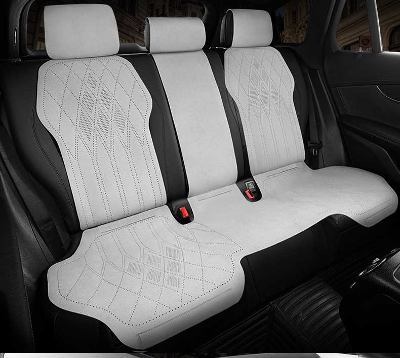 Car One-Piece Saddle Cushion, Universal for All Seasons, Suede Leather Perforated Breathable Seat Cushion, Seat Cover