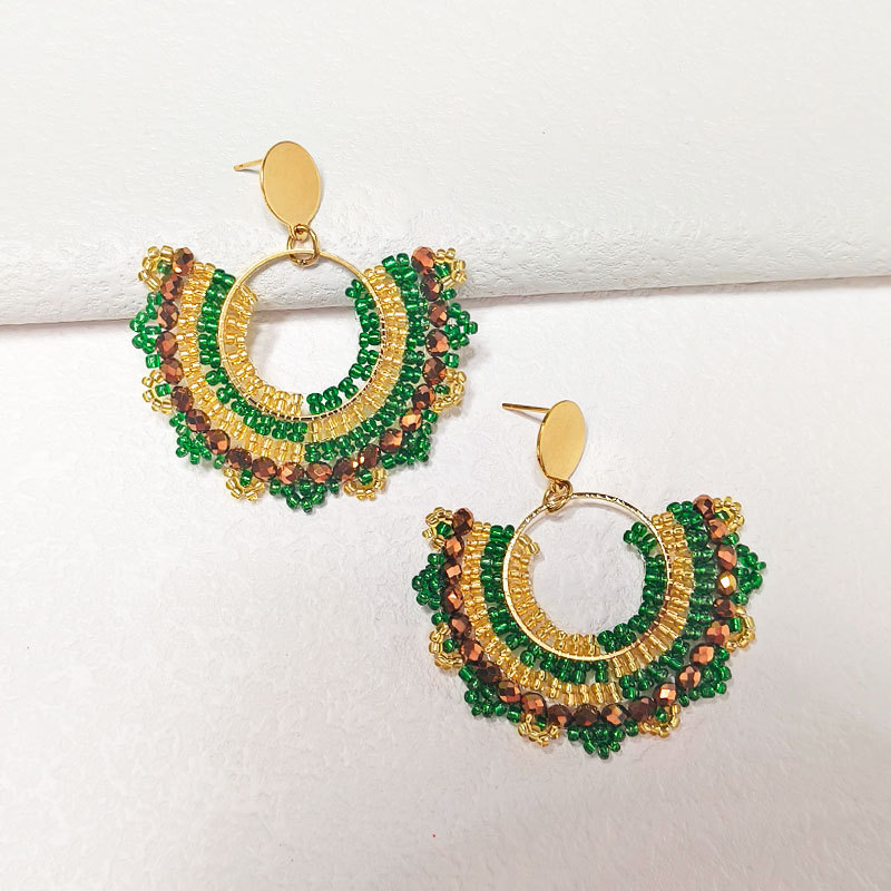 1 Pair Quantity Outdoor, Daily, Shopping Occasion Glass Material 1 Pair Bohemian Classic Style Waves Glass Drop Earrings