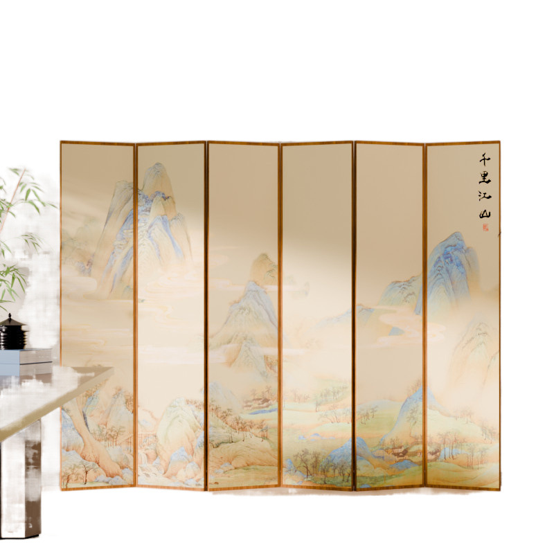 Pantalla de estilo chino sala de estar plegable móvil en el hogar cubierta simple interior moderno habitación de hotel antiguo empujador