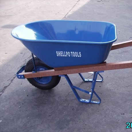 100L木把铁斗独轮手推车建筑工地金属斗车美洲市场木把手推车