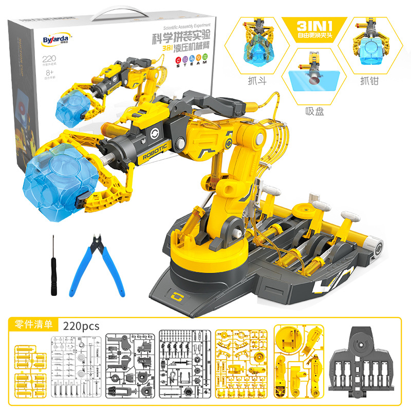 3 in 1 유압 기계 암 [엔지니어링 옐로우] + 펜치 + 드라이버