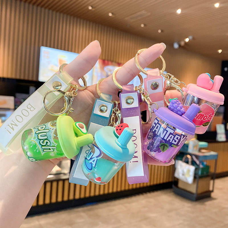 New Oil-Filled Fruit and Vegetable Milk Tea Cup Keychain Cute Liquid Quicksand Small Pendant Avocado Accessories Gift Wholesale New Oil-Filled Fruit and Vegetable Milk Tea Cup Keychain Cute Liquid Quicksand Small Pendant Avocado Accessories Gift Wholesale