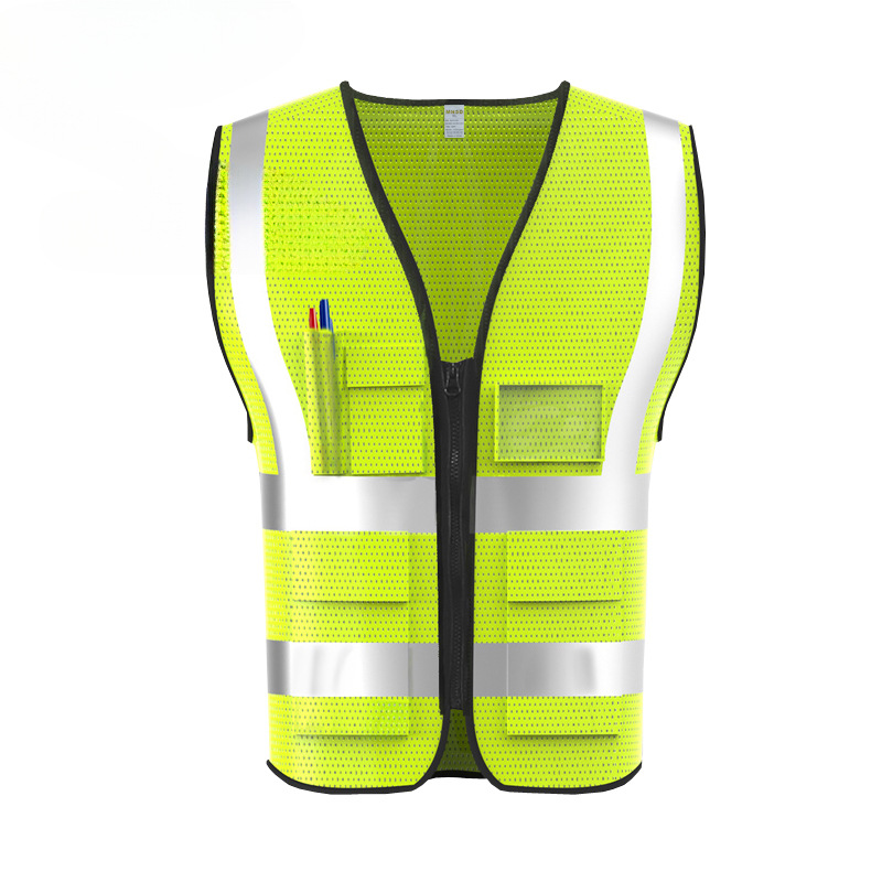 MNSD chaleco reflectante de malla suave ventilado de verano construcción / construcción de trabajadores chaleco de seguridad de noche