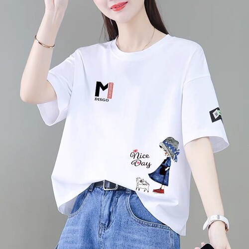 Final order discount short-sleeved t-shirt women's summer new Korean style fashionable loose foreign-style age-reducing all-match top ins