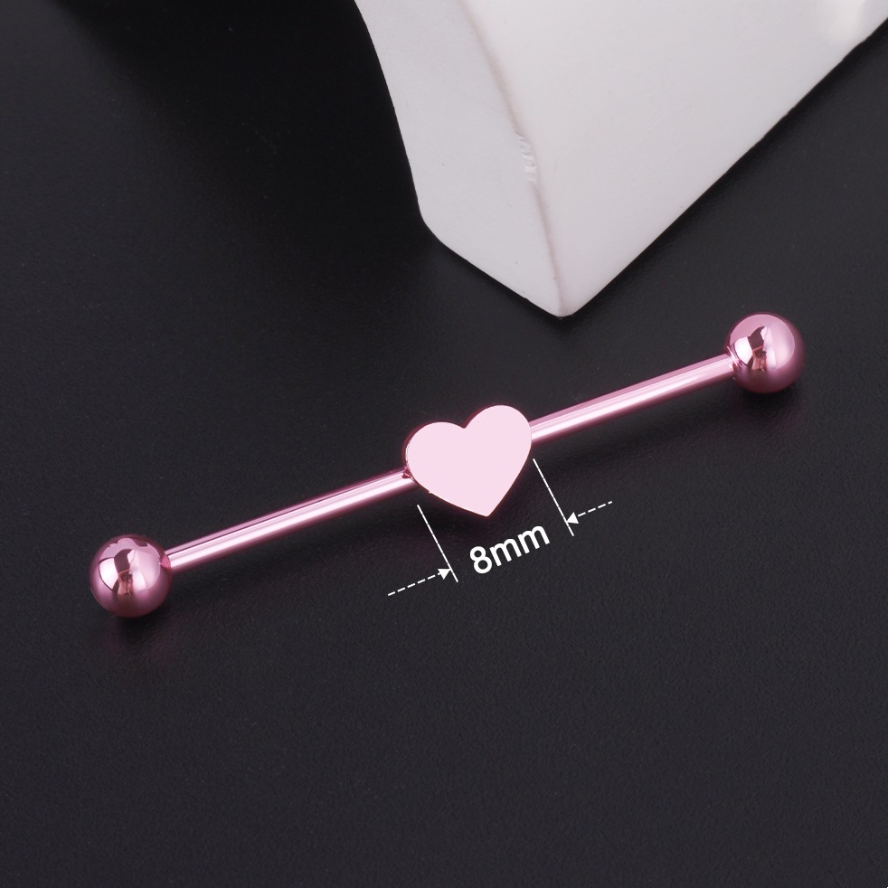 欧米の国境を越えた電気商の新型ステンレス工業横棒ピアス愛桃心バーベル耳骨釘穿刺アクセサリー