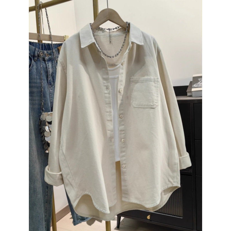 Cotton Shirt Women's Casual Work Jacket 2025 Spring & Fall New Korean Style Loose Boyfriend Style Versatile Outer Top