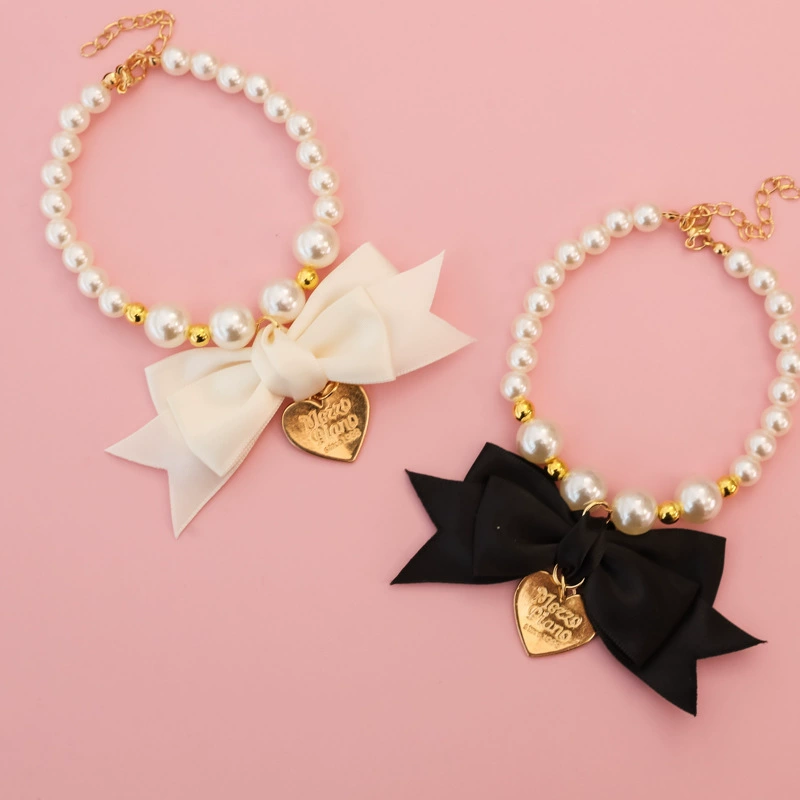 Жемчужное ожерелье для домашних животных, ошейник для кошек и собак, ретро, ​​любовь, ласточкин хвост, бант, украшение для джентльмена, бесшумная свадьба