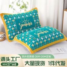 舒适透气纱布枕巾五层成人枕头巾红色结婚用厂家批发不掉毛不掉色