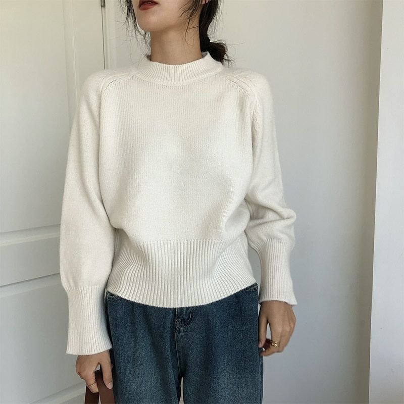 纯色软糯圆领毛衣女2025年冬季保暖打底衫长袖针织衫内搭套头上衣|undefined