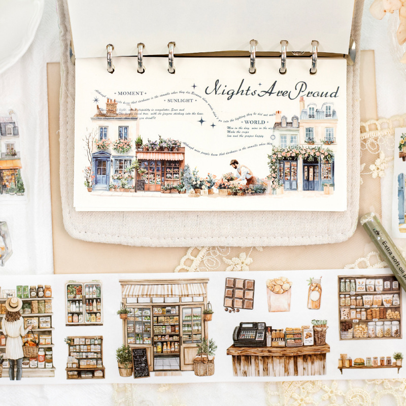 Twilight y troquelado de papel cinta de paisajismo de bucle largo fragmentada literatura diaria cuentas de mano pintadas a mano pegatinas decorativas de bricolaje