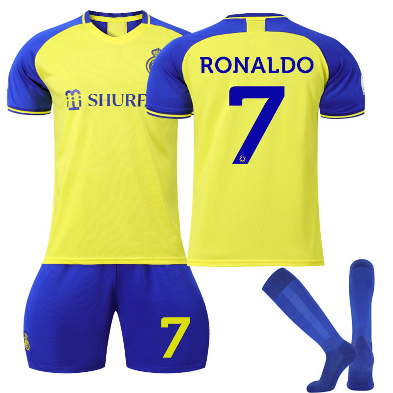 N ° 7 C Luo uniforme de fútbol para Victoria casa en 2223 Riyadh traje Arabia Liga amarillo Jersey impreso con calcetines