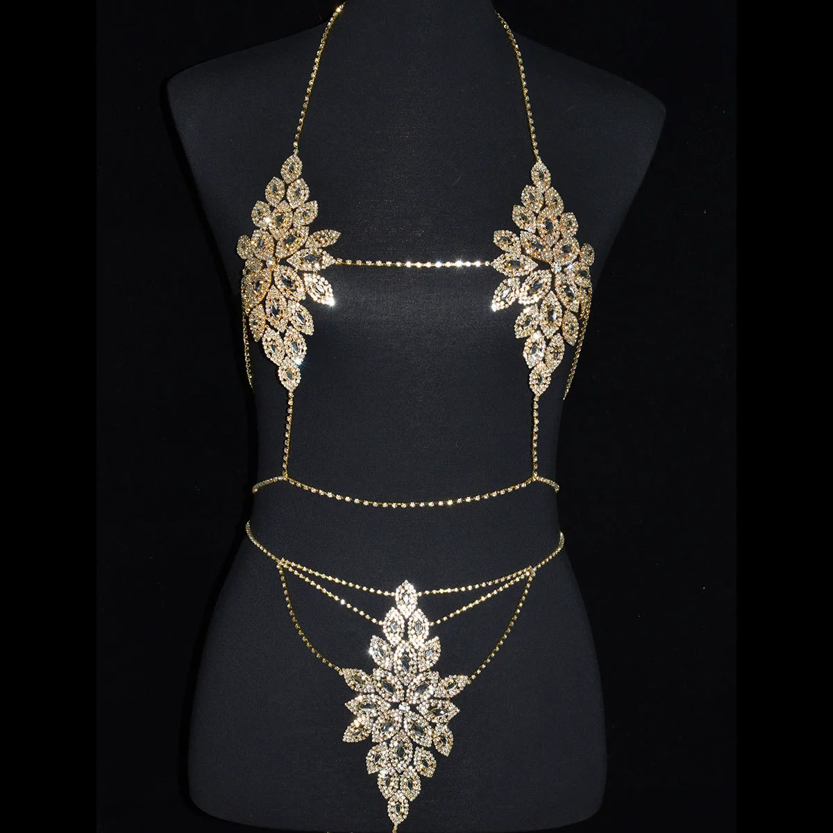 Sexy diamond luxury body chain jewelry beach bray panties inner pants suit rhinestone show Body chain