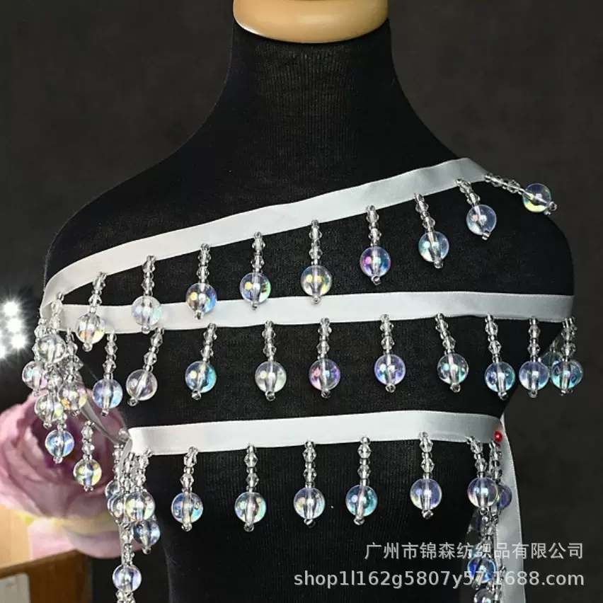 新款现货流苏手工花diy服装古风中式结婚婚鞋汉服半成品花边