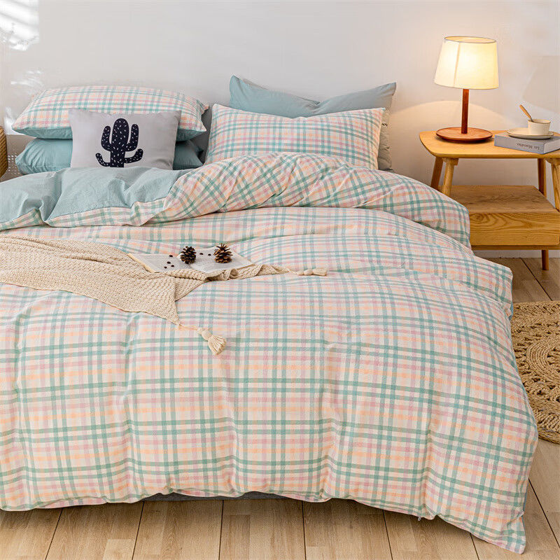 Cama de algodón lavado de algodón de clase A juego de cuatro piezas sábanas de edredón de algodón individual