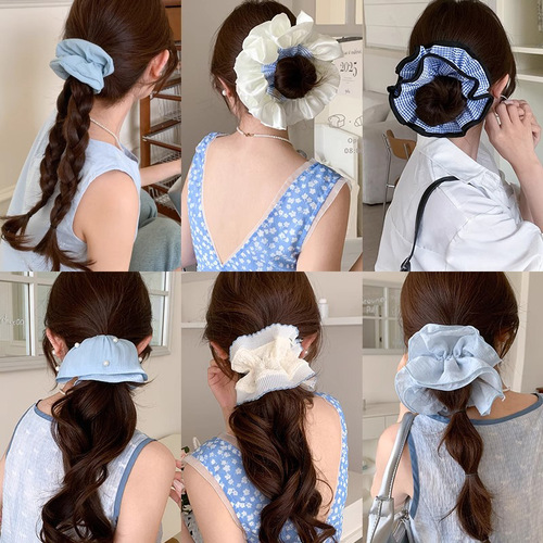 High-end Super Blue Large Colon Hairband for Women 2025 Braided Hair Flower Hair Ribbon Round Headband Hair Accessory