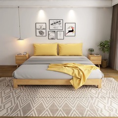 Solid wood bed, tatami bed frame, modern minimalist Japanese oak single bed, inn furniture, bedroom solid wood large bed