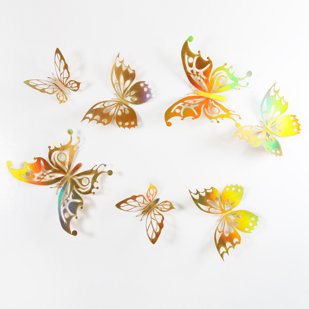 Foreign Trade Colorful 12-Pack 3D Hollow Butterfly Art Home Party Decoration Background Wall Stickers_voghion.com