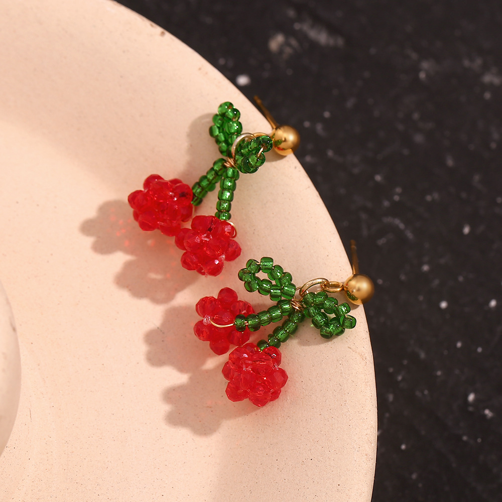 Bow Raspberry Colored Stainless Steel Stud Earrings