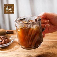 海思曼簡約透明帶把玻璃杯酒店漱口杯牙刷杯情侶洗漱杯密楞水杯子