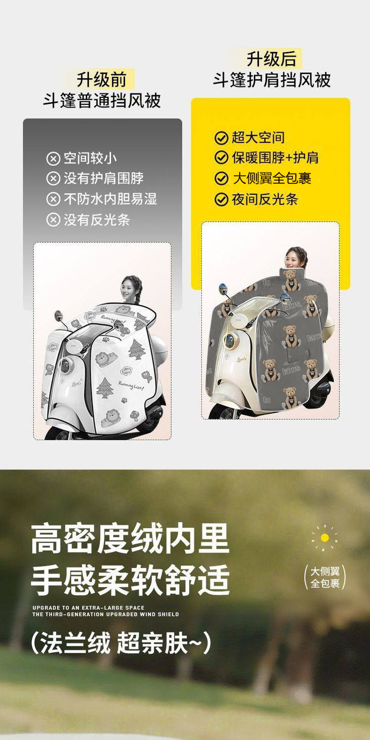 All-season 2026 new model electric vehicle windproof cover, winter fleece-lined and thickened, waterproof and windproof cover for electric motorcycles