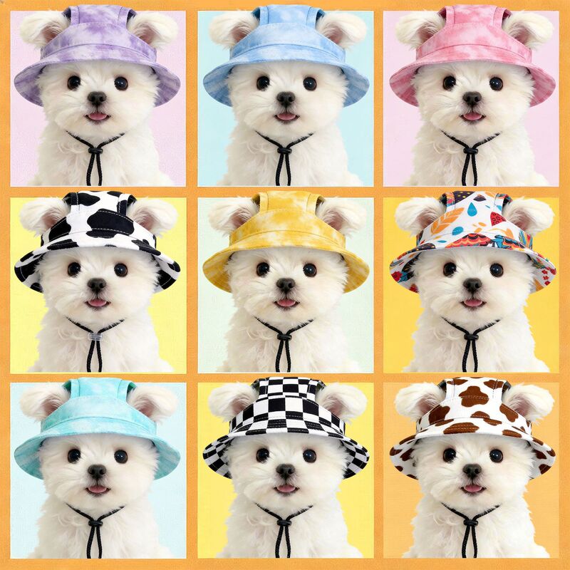 Dog cat sunshade anti-pull hat anti-dew ears adjustable rope buckle fisherman hat pet supplies wholesale Dog cat sunshade anti-pull hat anti-dew ears adjustable rope buckle fisherman hat pet supplies wholesale