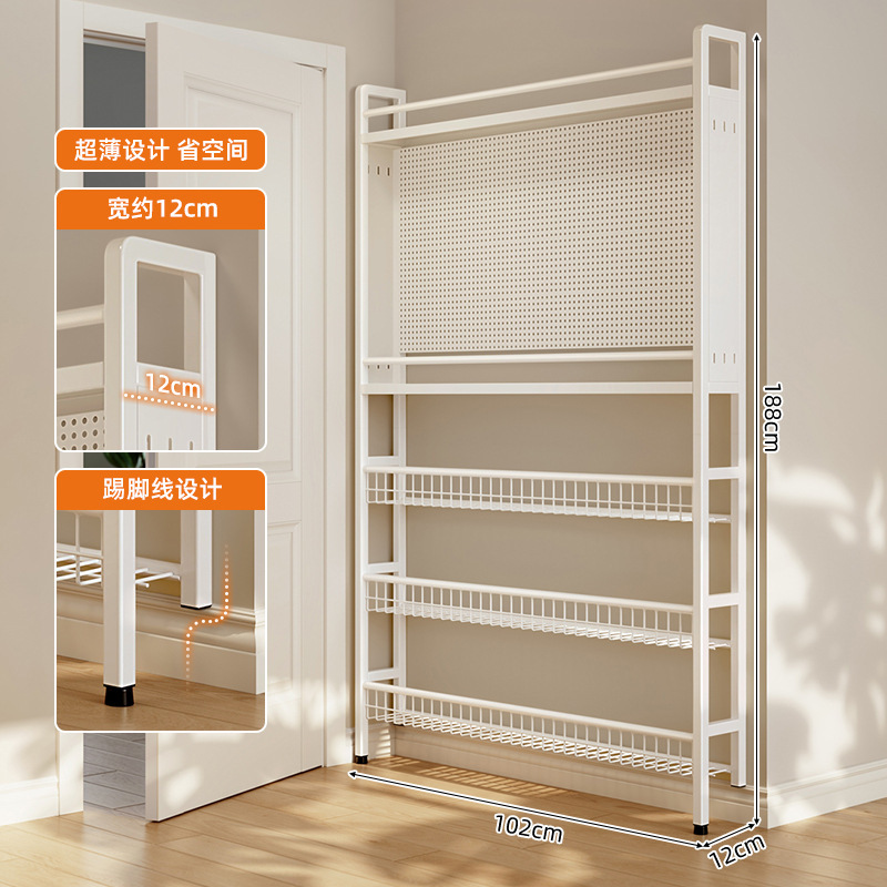 Tablero de agujero trasero de la puerta de la cocina Estante ultrafino de condimentos Estante de disposición de utensilios de cocina contra la pared