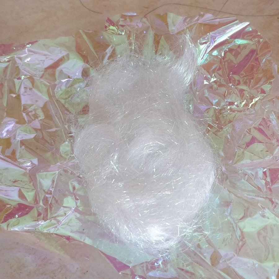 色纺用彩虹长纤维丝加细金毛丝混彩毛珠光白色长纤加柔薄丝